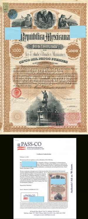 "Black Diamond" or Christopher Columbus Republica Mexicana - £1,000/5,000 Pesos